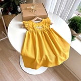 Đầm váy linen baby doll cánh tiên thêu hoa cho bé gái