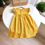 Đầm váy linen baby doll cánh tiên thêu hoa cho bé gái