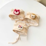 Nón cotton cột dây đính hình thú cho bé