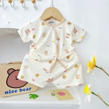 Bộ cộc sơ sinh thun lạnh Hà Kids cho bé