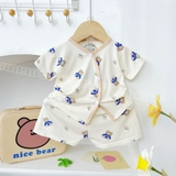 Bộ cộc sơ sinh thun lạnh Hà Kids cho bé