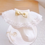 Tất vớ ren công chúa đính nơ vàng cho bé