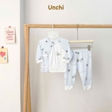 Bộ dài sơ sinh cài chéo Unchi Bamboo cho bé