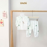 Bộ dài sơ sinh cài chéo Unchi Bamboo cho bé