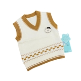 Áo gile len cổ V thêu gấu cho bé