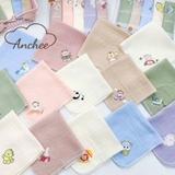 Set 5 khăn sữa xô muslin Anchee màu in hình động vật