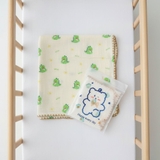 Khăn xô đa năng 4 lớp viền ziczac túi gấu