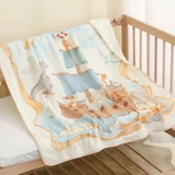 Chăn muslin hạt đậu họa tiết vườn cổ tích cho bé