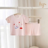 Bộ cộc cài vai HG Kids họa tiết phối quần kẽ