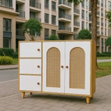 Tủ kệ giày 3 tầng cánh mây chân gỗ