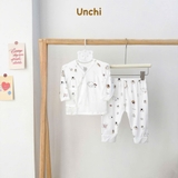 Bộ dài sơ sinh cài chéo Unchi Bamboo cho bé