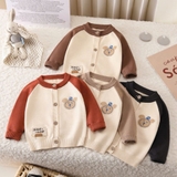 Áo khoác len Jeans Wear phối màu hình gấu cho bé