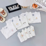 Bộ dài sơ sinh Unchi cạp cao nền trắng in họa tiết