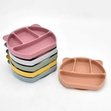 Khay ăn dặm silicon 4 ngăn tai Mèo có đế hít