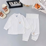 Bộ dài sơ sinh Unchi cạp cao nền trắng in họa tiết