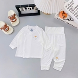 Bộ dài sơ sinh Unchi cạp cao nền trắng in họa tiết