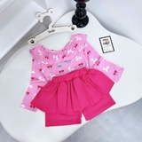 Đồ bơi bikini áo dài tay hình thỏ cổ bèo phối quần váy cho bé