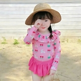 Đồ bơi bikini áo dài tay hình thỏ cổ bèo phối quần váy cho bé