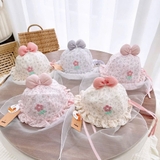 Mũ nón vành hoa nhí kèm khăn voan cho bé