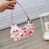 Túi xách kẹp nách hoạt hình kèm móc khóa cho bé