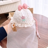 Mũ nón vành hoa nhí kèm khăn voan cho bé