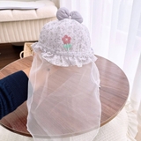 Mũ nón vành hoa nhí kèm khăn voan cho bé