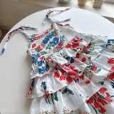 Đầm váy hoa cột dây nhiều tầng cho bé gái