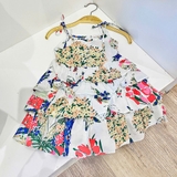 Đầm váy hoa cột dây nhiều tầng cho bé gái