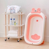Thau tắm gấp gọn Sasa hình thỏ kèm phao có nhiệt kế