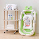 Thau tắm gấp gọn Sasa hình thỏ kèm phao có nhiệt kế