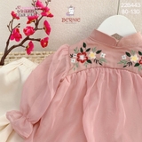 Set áo dài cách tân voan hoa thêu ngực