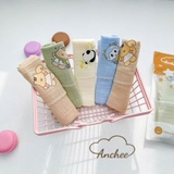 Set 5 khăn sữa xô muslin Anchee màu in hình động vật