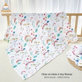 Khăn tắm xô nhăn 6 lớp Manny không viền in họa tiết