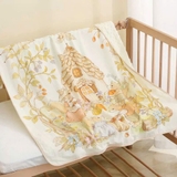 Chăn muslin hạt đậu họa tiết vườn cổ tích cho bé