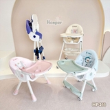 Ghế ăn dặm Honper họa tiết gấp gọn có ngã lưng