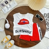 Bộ sát nách Minky mom in hình nón thể thao cho bé