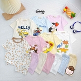 Bộ cộc thun lạnh Minwoo Baby in hoạt hình cho bé