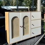 Tủ kệ giày 3 tầng cánh mây chân gỗ