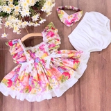 Đầm hoa Lolita cánh tiên kem Turban cho bé