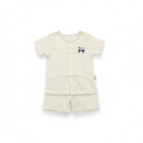 Bộ cộc xuất dư màu be hình 2 gấu cho bé