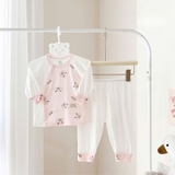 Bộ dài sơ sinh cài chéo HG Kids trắng phối màu