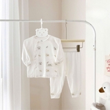 Bộ dài sơ sinh cài chéo HG Kids trắng phối màu