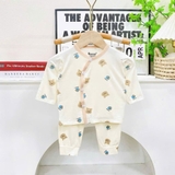 Bộ dài sơ sinh cài chéo Avasler in họa tiết