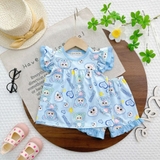 Bộ ngắn bèo thun lạnh Minkoj in hình Baby Three cho bé