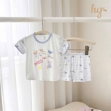 Bộ cộc cài vai HG Kids họa tiết phối quần kẽ
