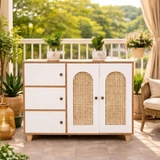 Tủ kệ giày 3 tầng cánh mây chân gỗ