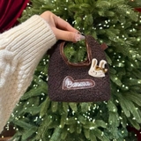 Túi xách Banma lông cừu đính thỏ cho bé gái