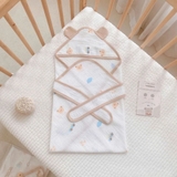 Ủ choàng xô muslin kèm đai tai gấu Monona cho bé