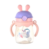 Bình nước tai thỏ hình động vật kèm dây đeo 370ml