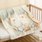 Chăn muslin hạt đậu họa tiết vườn cổ tích cho bé